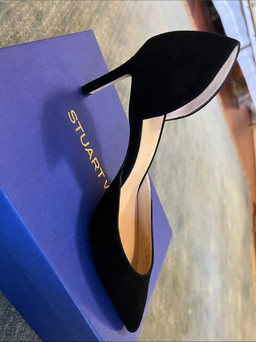 Stuart Weitzman Black Pointed-Toe D'Orsay Pumps